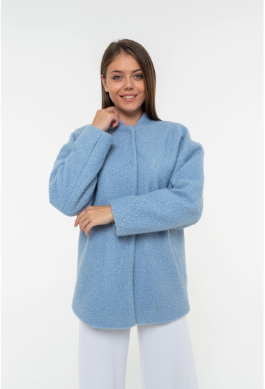 Вкорочена блакитна шуба баранчик. Maritel. Зображення 6