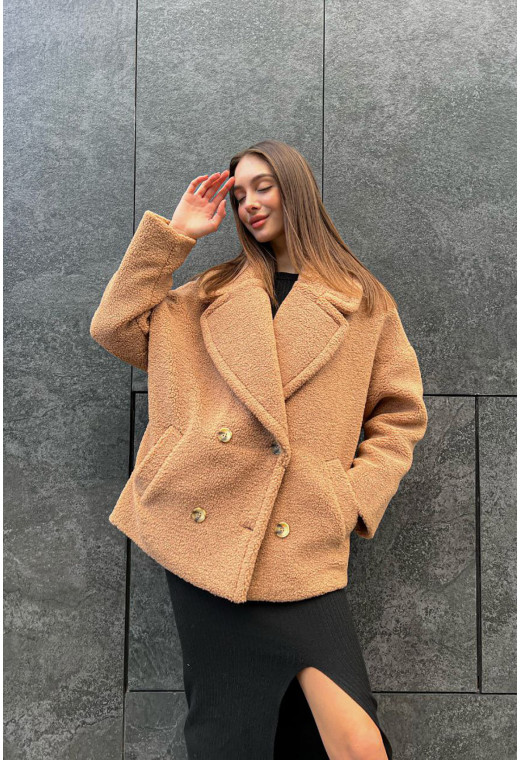 Коротка коричнева шуба з овчини — 619137. Maritel. Зображення 2 Коротка коричнева шуба з овчини — 619137. Maritel. Зображення 2