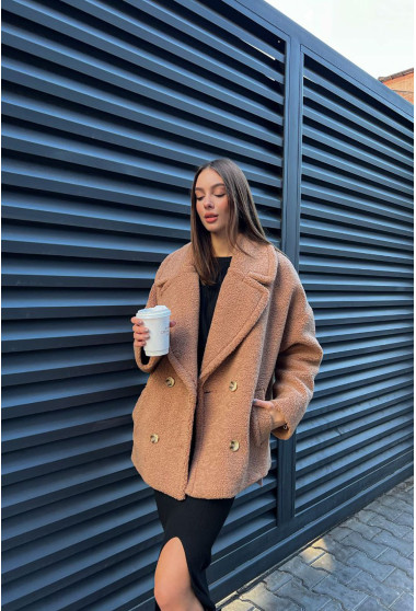 Коротка коричнева шуба з овчини. Maritel. Зображення 12