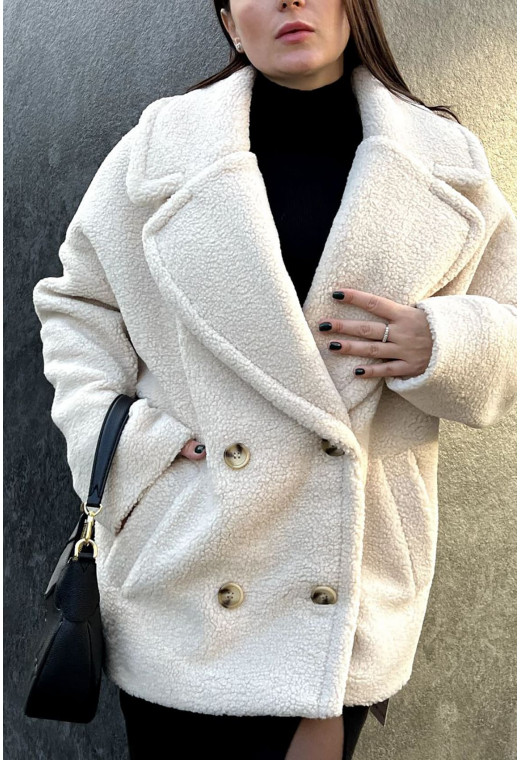 Коротка молочна шуба з овчини — 540046. Maritel. Зображення 2 Коротка молочна шуба з овчини — 540046. Maritel. Зображення 2