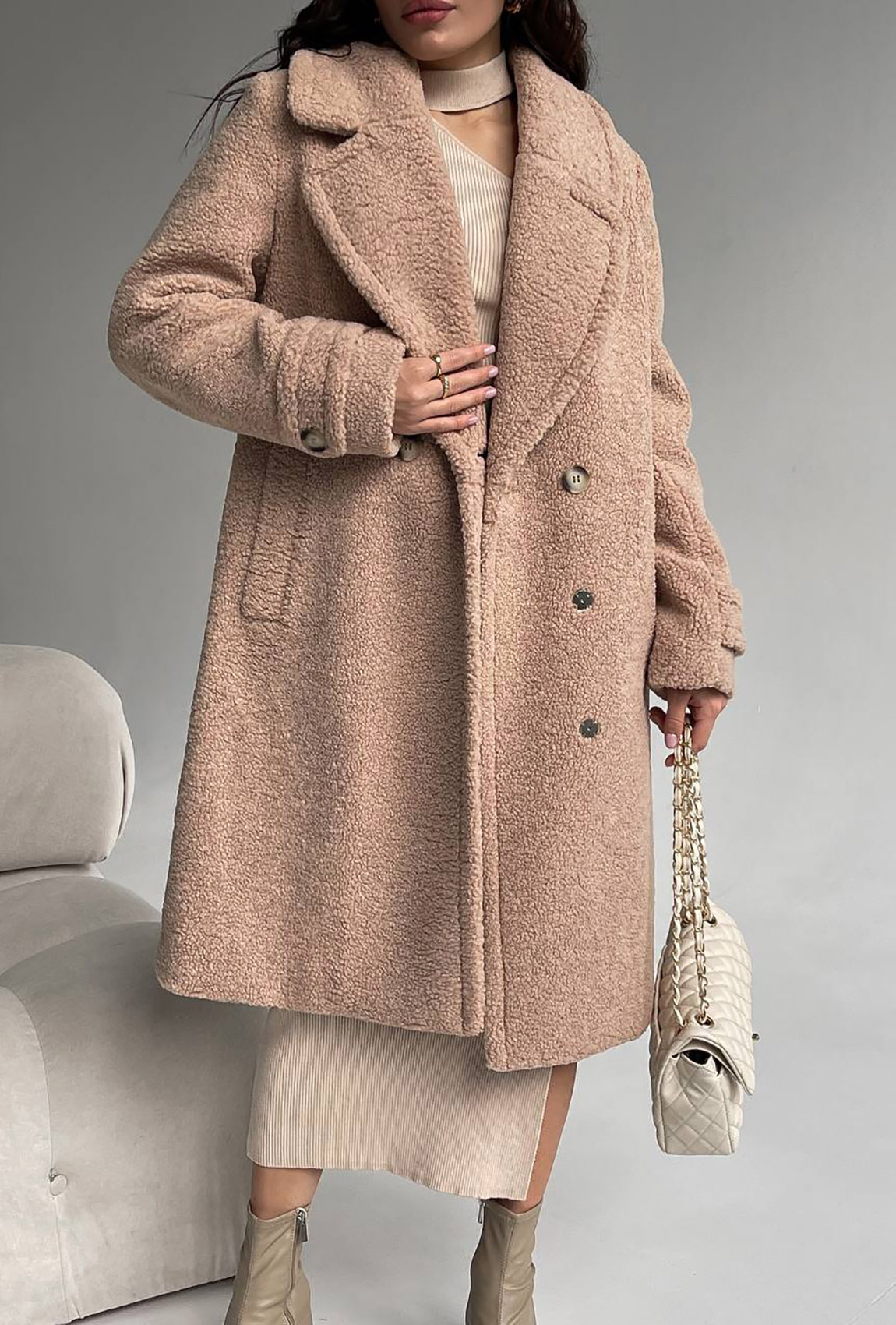 Бежева шуба з овчини — 262035. Maritel. Зображення 1 Бежева шуба з овчини — 262035. Maritel. Зображення 1