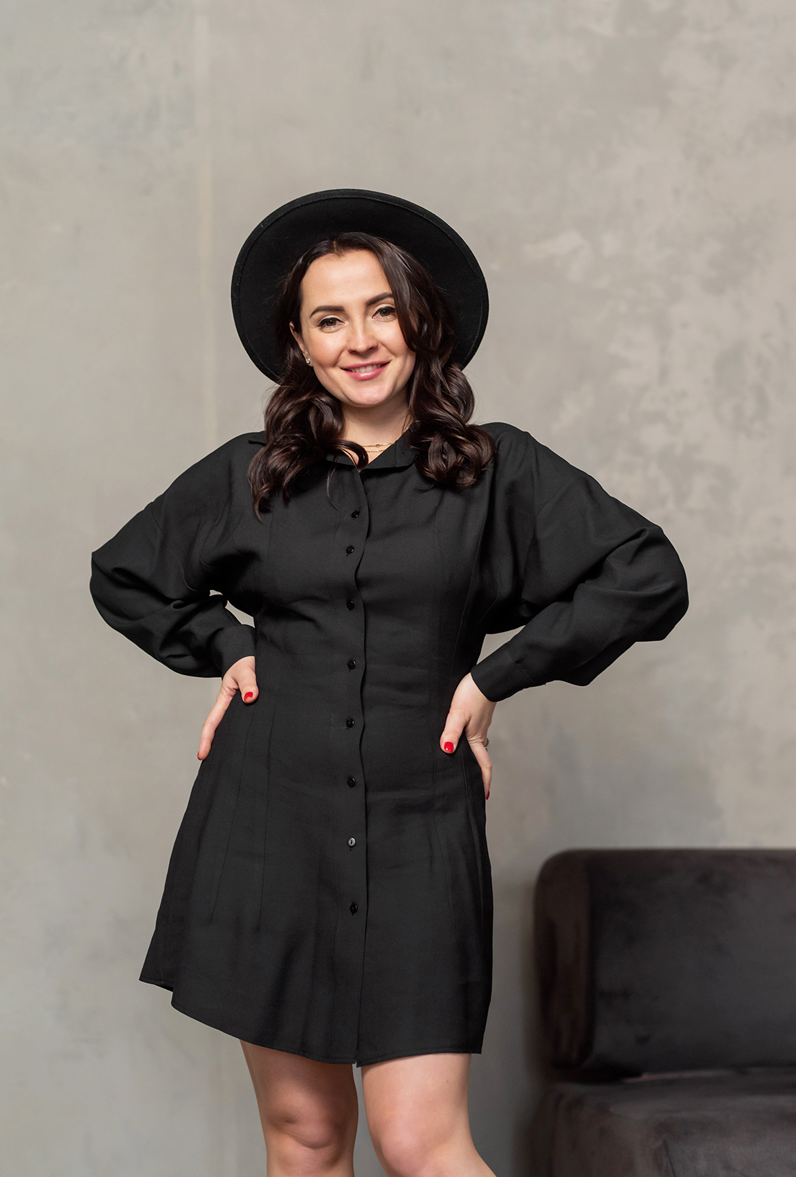 Платье на пуговицах Черное —  551182. Maritel