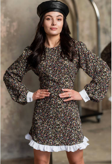 Черное платье софт в цветной цветок. Maritel. Изображенние 9