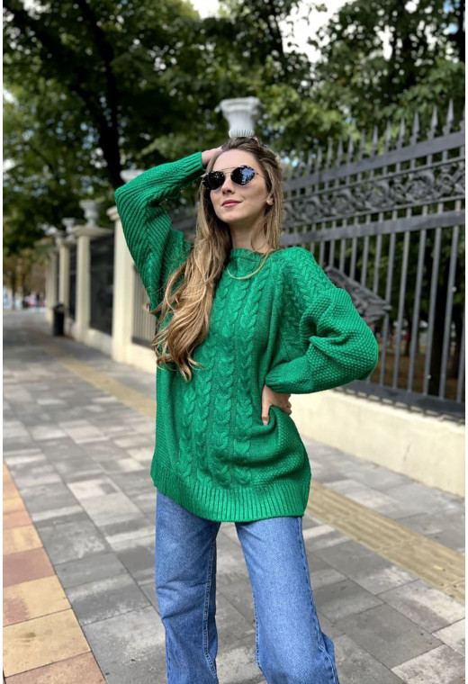 Зелений светр косичка — 918645. Maritel. Зображення 2 Зелений светр косичка — 918645. Maritel. Зображення 2