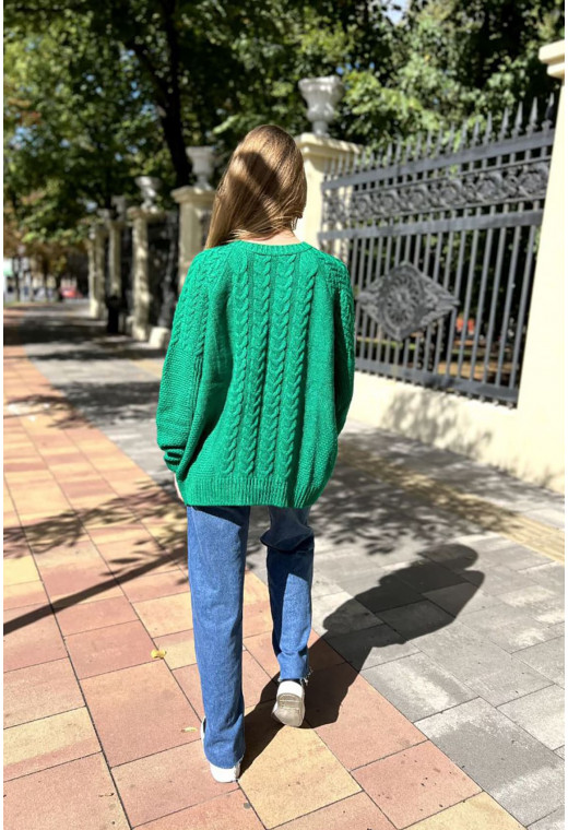 Зелений светр косичка — 918645. Maritel. Зображення 1 Зелений светр косичка — 918645. Maritel. Зображення 1