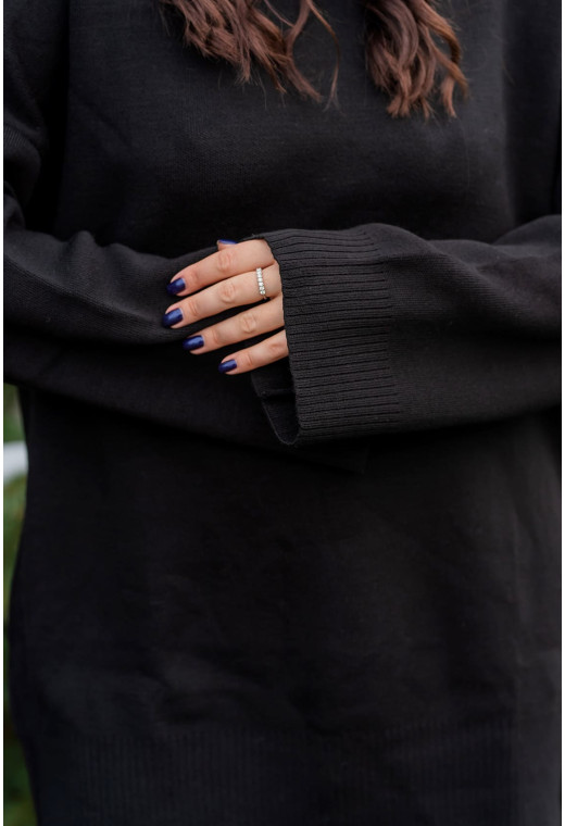 Чорний подовжений светр — 853708. Maritel. Зображення 2 Чорний подовжений светр — 853708. Maritel. Зображення 2