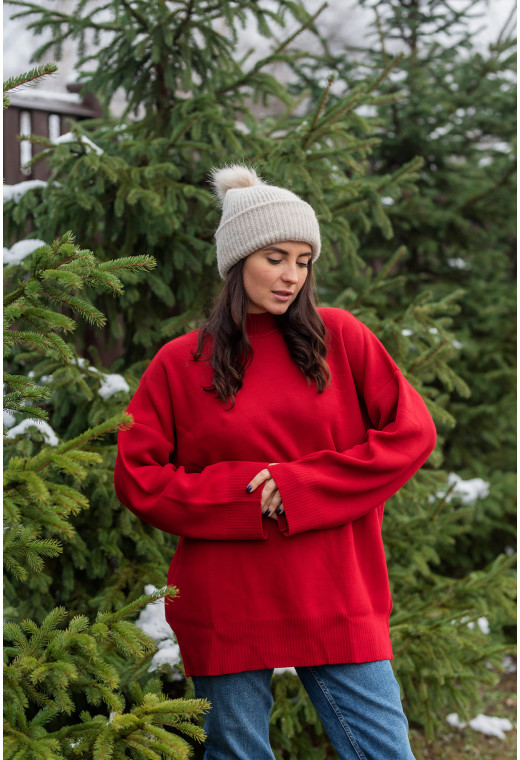 Червоний подовжений светр — 261101. Maritel. Зображення 1 Червоний подовжений светр — 261101. Maritel. Зображення 1