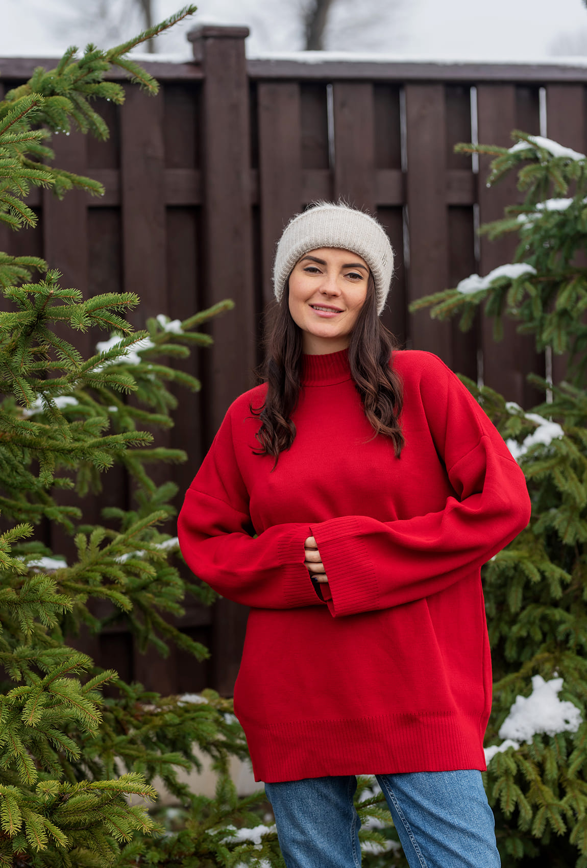 Червоний подовжений светр — 261101. Maritel Червоний подовжений светр — 261101. Maritel