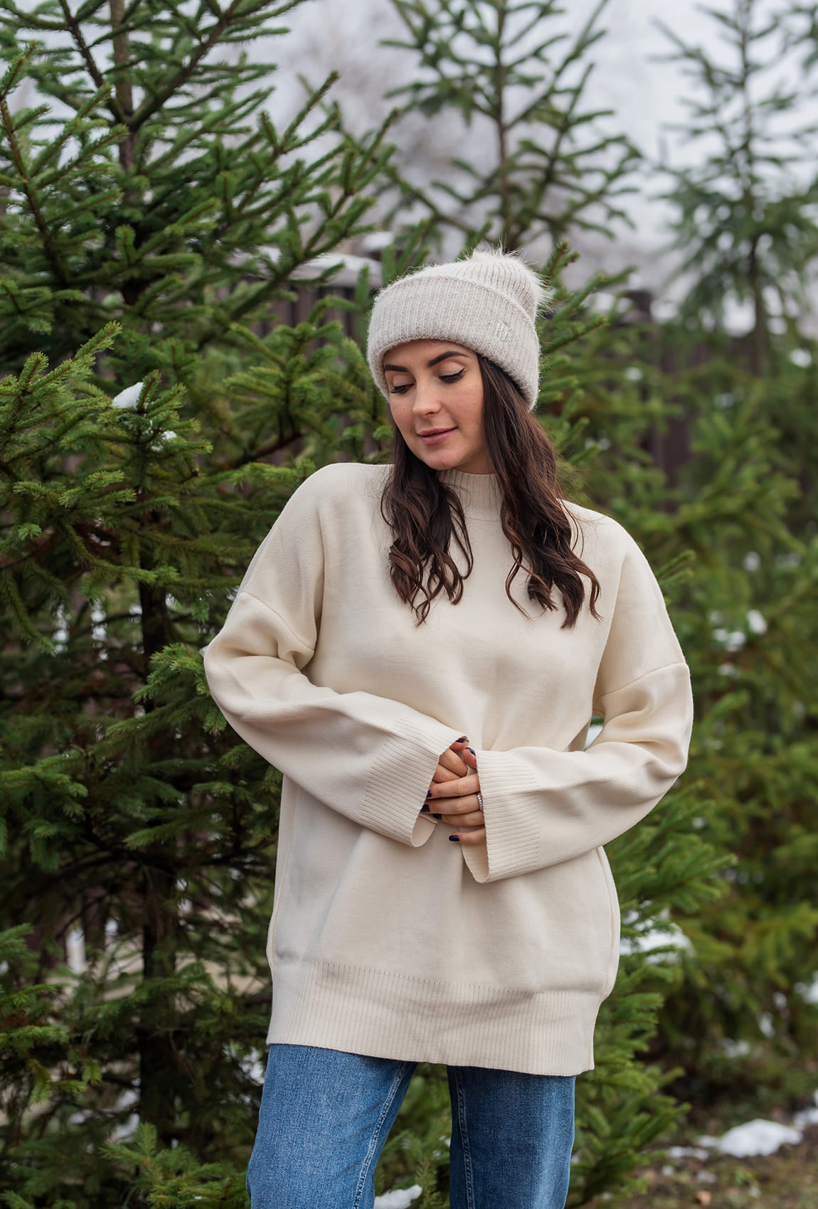 Молочний подовжений светр — 327486. Maritel. Зображення 1 Молочний подовжений светр — 327486. Maritel. Зображення 1