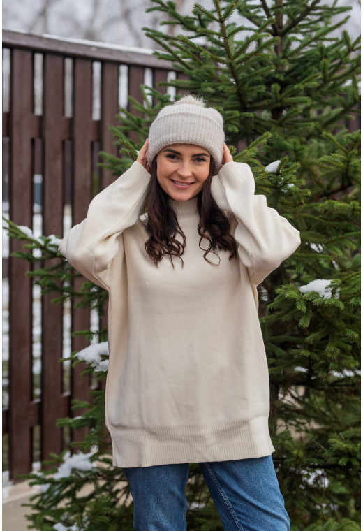 Молочний подовжений светр — 327486. Maritel. Зображення 2 Молочний подовжений светр — 327486. Maritel. Зображення 2