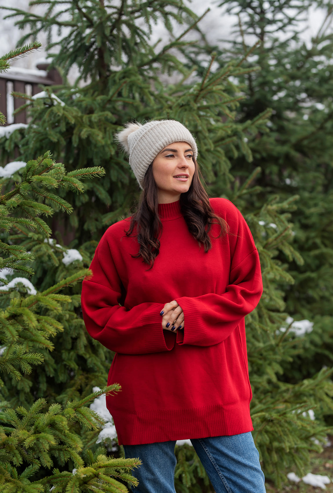 Червоний подовжений светр — 261101. Maritel. Зображення 2 Червоний подовжений светр — 261101. Maritel. Зображення 2