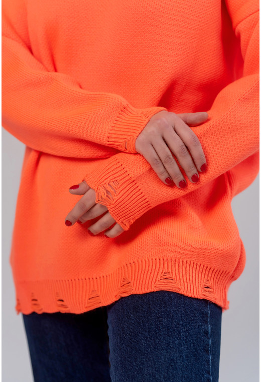 Помаранчевий в'язаний светр з рваним краєм — 244174. Maritel. Зображення 3 Помаранчевий в'язаний светр з рваним краєм — 244174. Maritel. Зображення 3