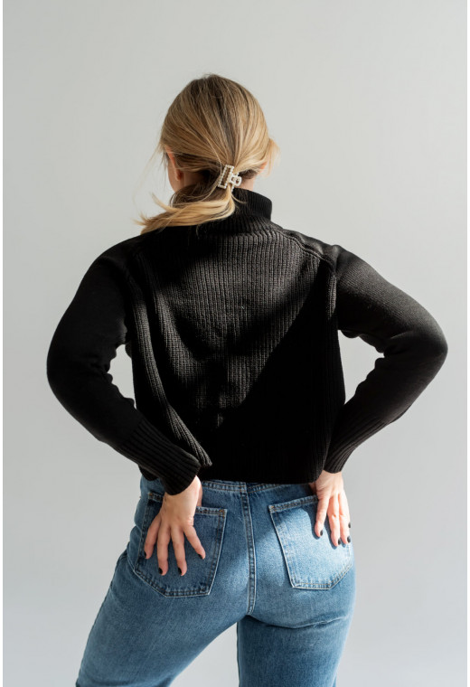 Чорний короткий светр на блискавці — 890278. Maritel. Зображення 1 Чорний короткий светр на блискавці — 890278. Maritel. Зображення 1