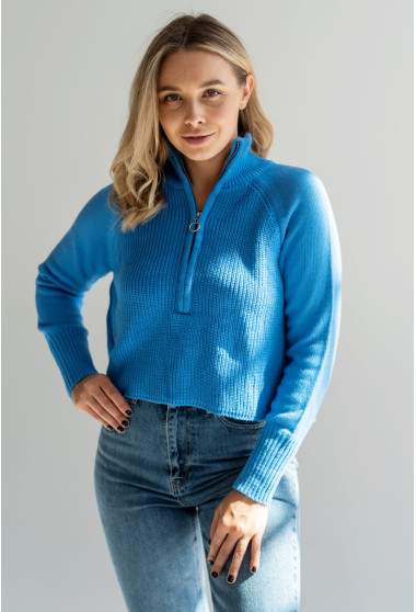 Блакитний короткий светр на блискавці. Maritel. Зображення 12