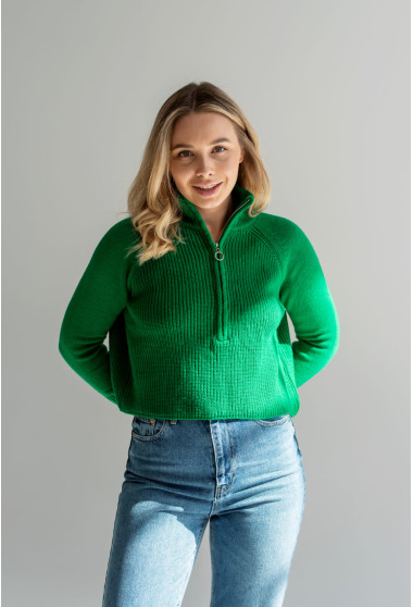 Зелений короткий светр на блискавці. Maritel. Зображення 4