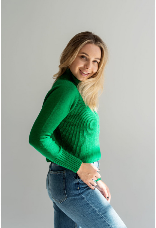 Зелений короткий светр на блискавці — 530651. Maritel. Зображення 1 Зелений короткий светр на блискавці — 530651. Maritel. Зображення 1