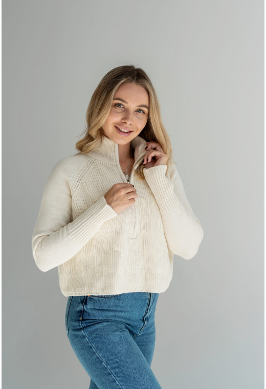 Молочний короткий светр на блискавці — 478026. Maritel. Зображення 2 Молочний короткий светр на блискавці — 478026. Maritel. Зображення 2
