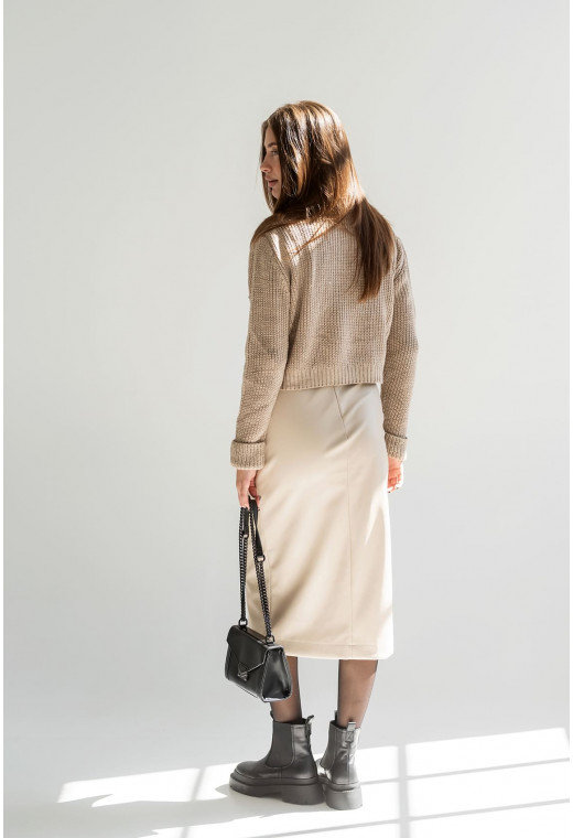 Свитер укороченный с хомутом Мокко — 170306. Maritel. Изображенние 1 Свитер укороченный с хомутом Мокко — 170306. Maritel. Изображенние 1