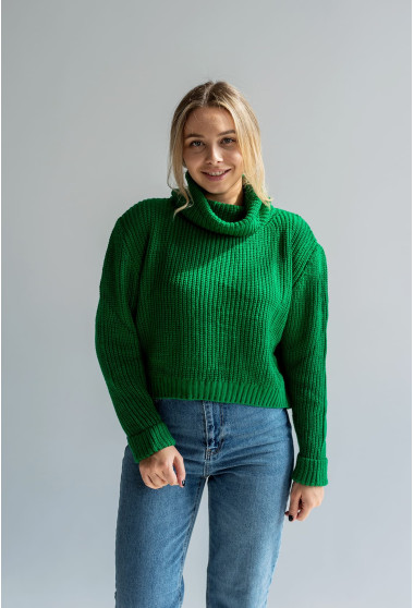 Зелений вкорочений светр з хомутом . Maritel. Зображення 4