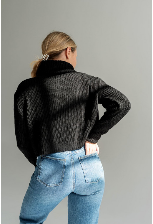 Черный укороченный свитер с хомутом — 266350. Maritel. Изображенние 1 Черный укороченный свитер с хомутом — 266350. Maritel. Изображенние 1