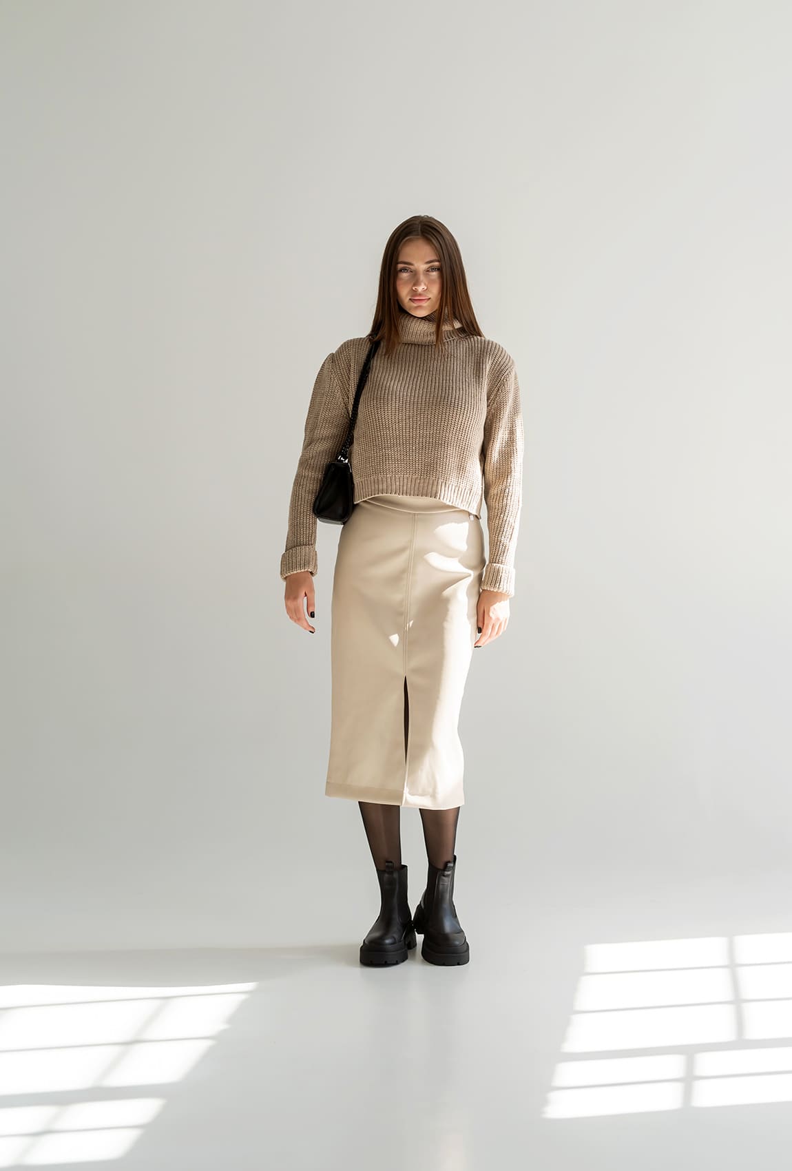 Светр вкорочений з хомутом Мокко —  170306. Maritel Светр вкорочений з хомутом Мокко —  170306. Maritel