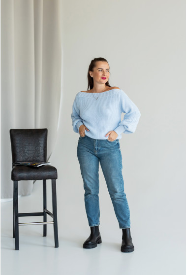 Блакитний светр з відкритими плечима . Maritel. Зображення 9