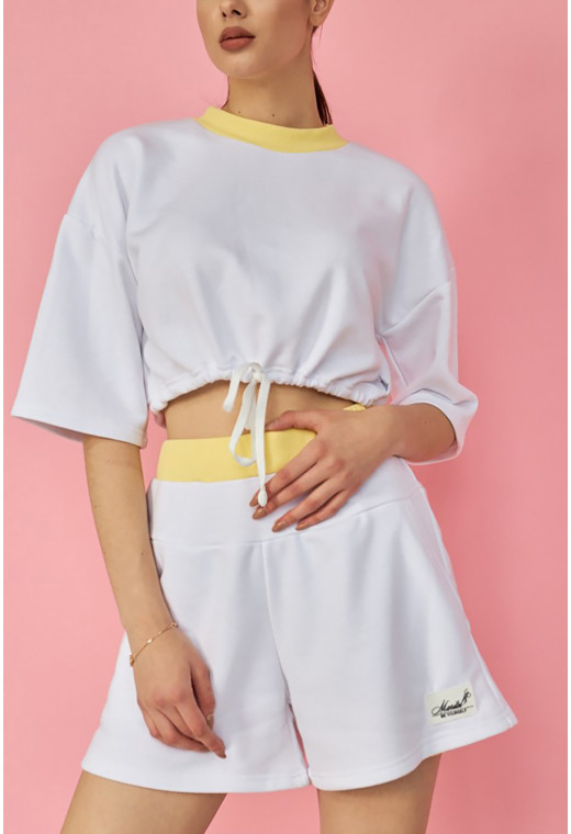 Белый спортивный костюм тай-дай с желтыми вставками — 599699. Maritel. Изображенние 2 Белый спортивный костюм тай-дай с желтыми вставками — 599699. Maritel. Изображенние 2