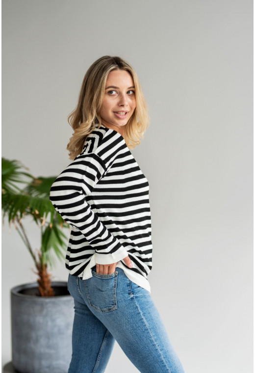 Черная кофта тельняшка — 499666. Maritel. Изображенние 1 Черная кофта тельняшка — 499666. Maritel. Изображенние 1