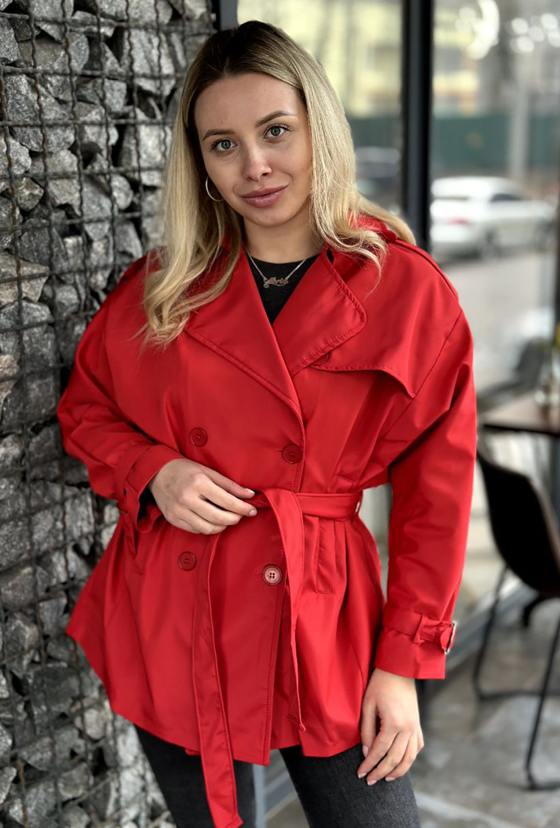 Красный тренч короткий —  642280. Maritel