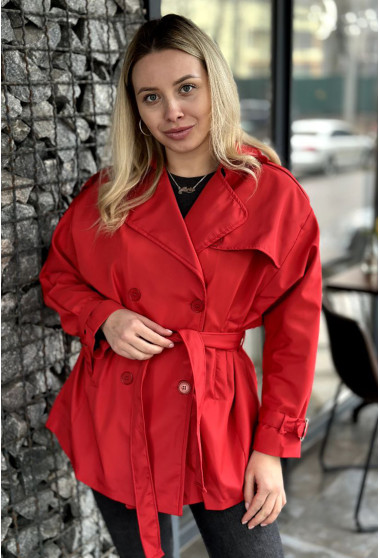 Червоний тренч короткий. Maritel. Зображення 10