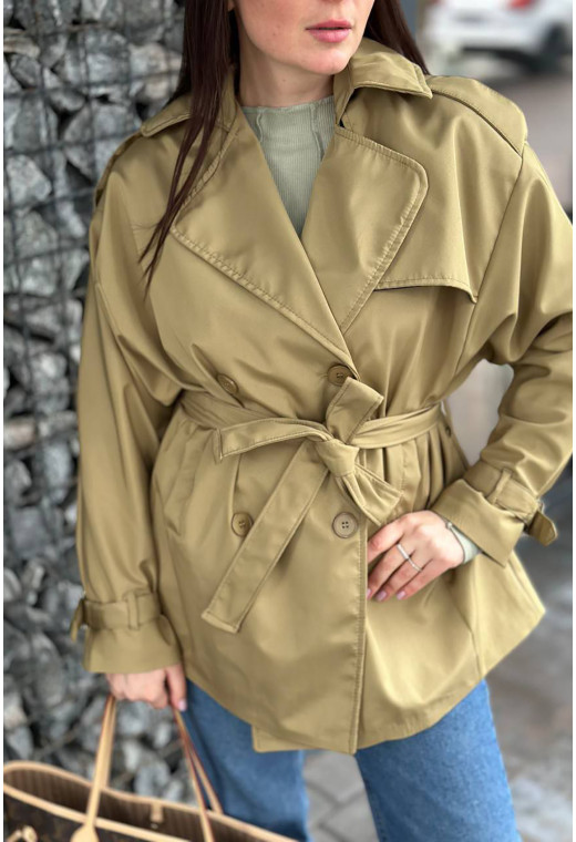 Оливковый тренч короткий — 724834. Maritel. Изображенние 3 Оливковый тренч короткий — 724834. Maritel. Изображенние 3