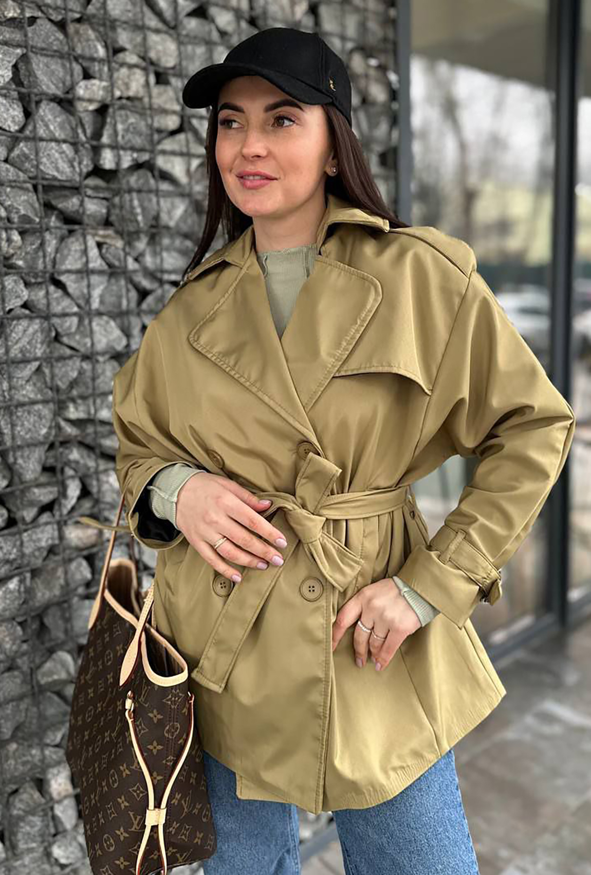 Оливковый тренч короткий — 724834. Maritel Оливковый тренч короткий — 724834. Maritel