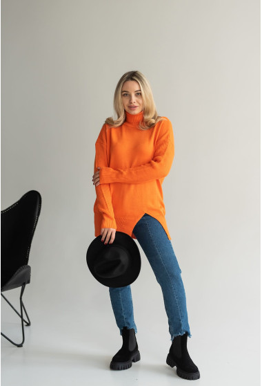 Помаранчева туніка під горло з розрізом. Maritel. Зображення 3