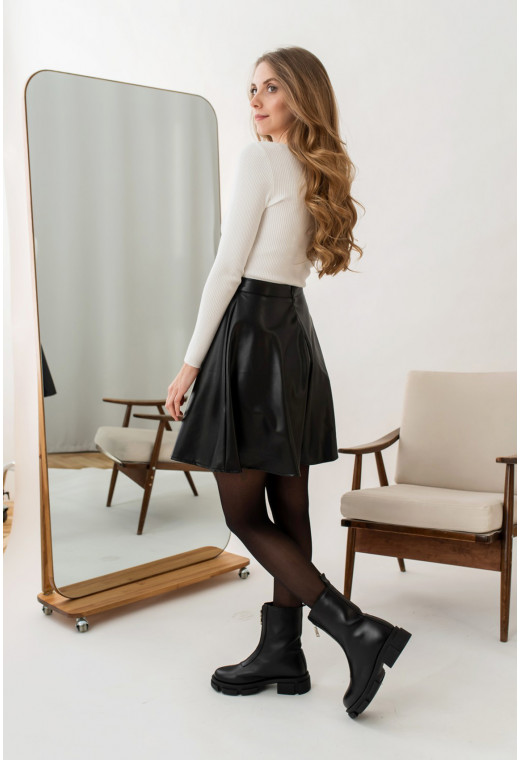 Черная кожаная юбка — 971221. Maritel. Изображенние 1 Черная кожаная юбка — 971221. Maritel. Изображенние 1