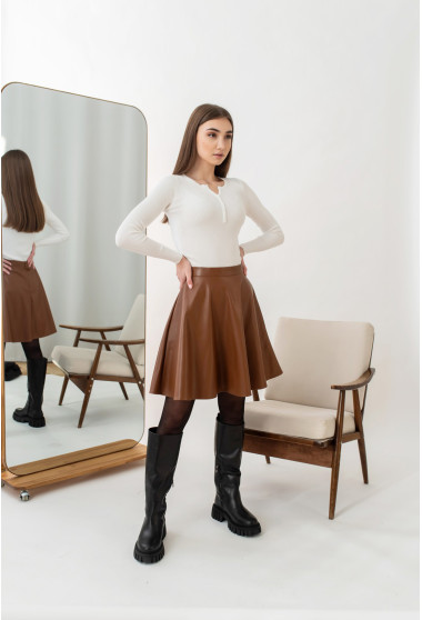 Коричневая кожаная юбка. Maritel. Изображенние 2 Коричневая кожаная юбка. Maritel. Изображенние 2