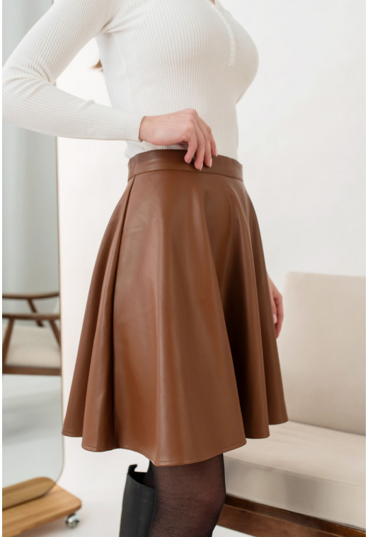 Коричневая кожаная юбка — 723221. Maritel. Изображенние 2 Коричневая кожаная юбка — 723221. Maritel. Изображенние 2