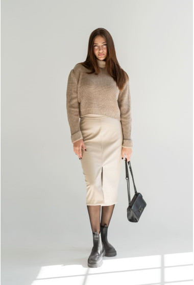 Бежевая юбка из экокожи. Maritel. Изображенние 1