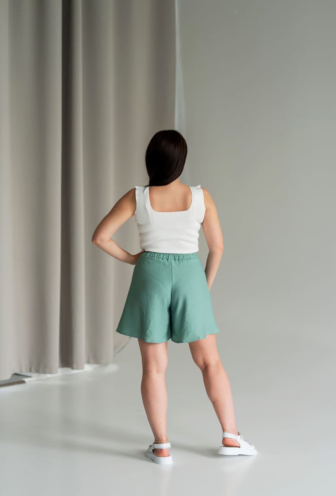 Ментолові лляні шорти спідниця —  173920. Maritel. Зображення 1