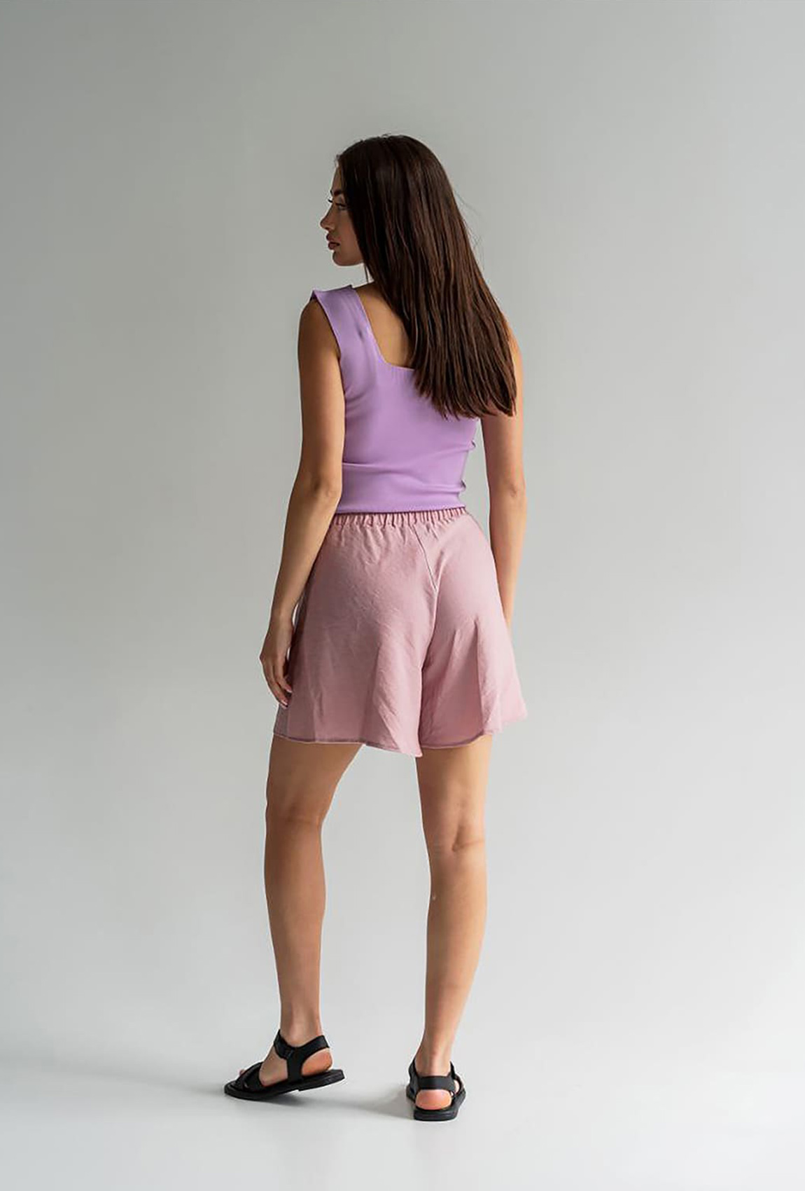 Пудрові лляні шорти спідниця —  770830. Maritel. Зображення 1