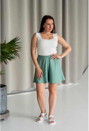 Ментолові лляні шорти спідниця. Maritel. Зображення 8
