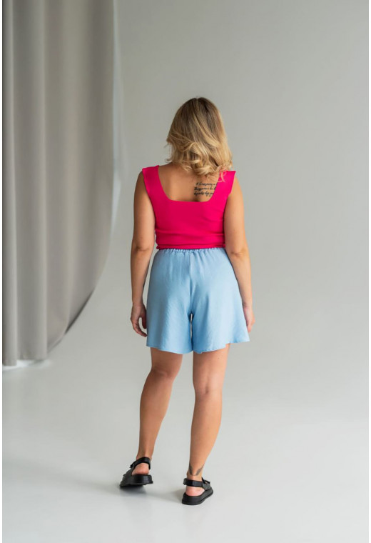 Блакитні лляні шорти спідниця — 382286. Maritel. Зображення 2 Блакитні лляні шорти спідниця — 382286. Maritel. Зображення 2