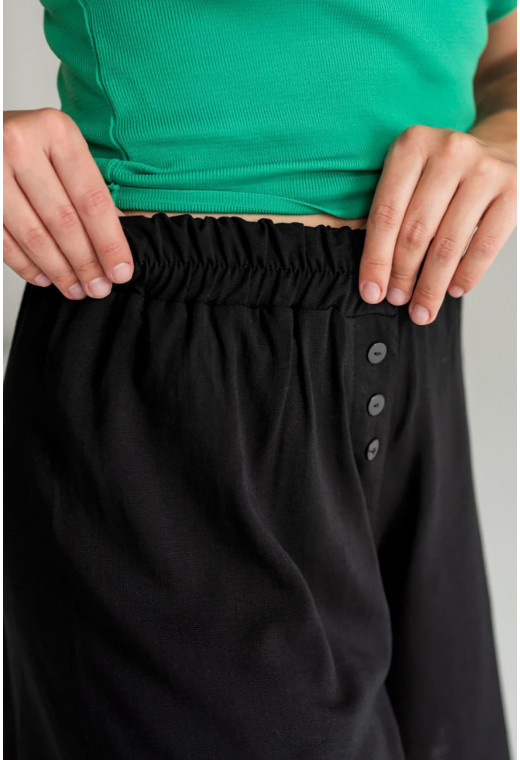Чорні лляні шорти спідниця — 720639. Maritel. Зображення 1 Чорні лляні шорти спідниця — 720639. Maritel. Зображення 1