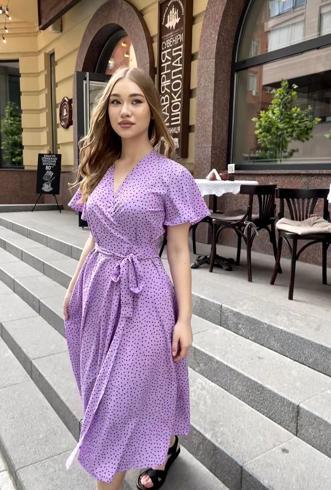 Лавандова сукня на запах до підлоги  —  329528. Maritel Лавандова сукня на запах до підлоги  —  329528. Maritel