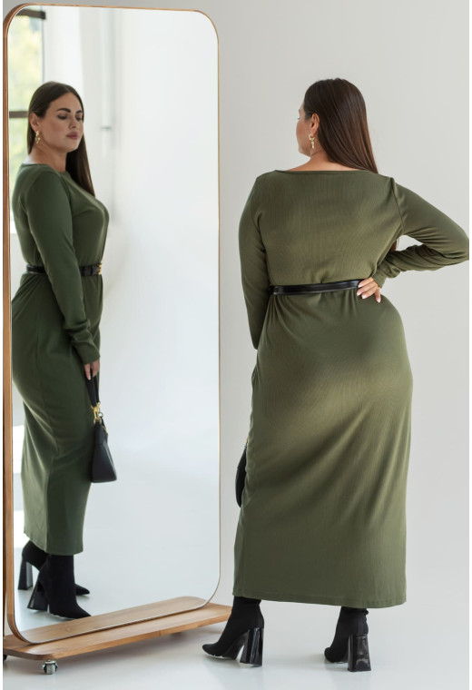 Сукня в рубчик з довгим рукавом в кольорі хакі — 453487. Maritel. Зображення 2 Сукня в рубчик з довгим рукавом в кольорі хакі — 453487. Maritel. Зображення 2