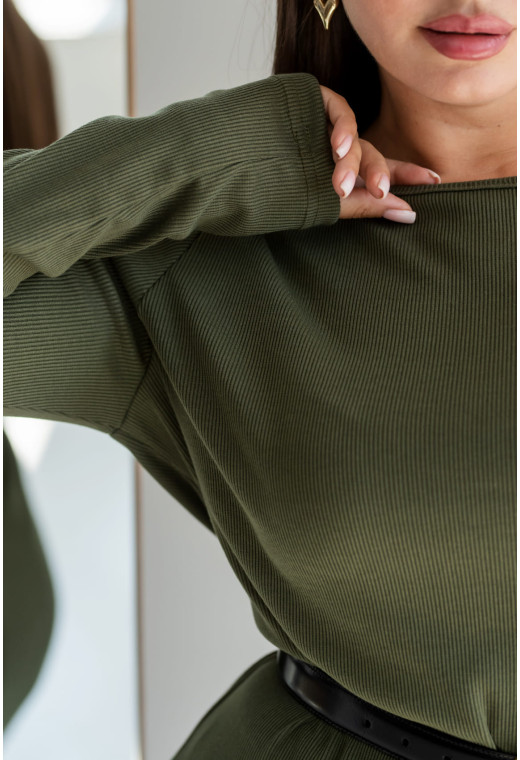 Сукня в рубчик з довгим рукавом в кольорі хакі — 453487. Maritel. Зображення 3 Сукня в рубчик з довгим рукавом в кольорі хакі — 453487. Maritel. Зображення 3