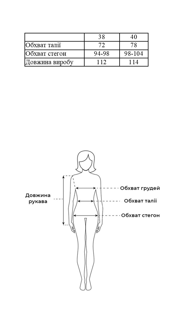 Таблиця розмірів Таблиця розмірів