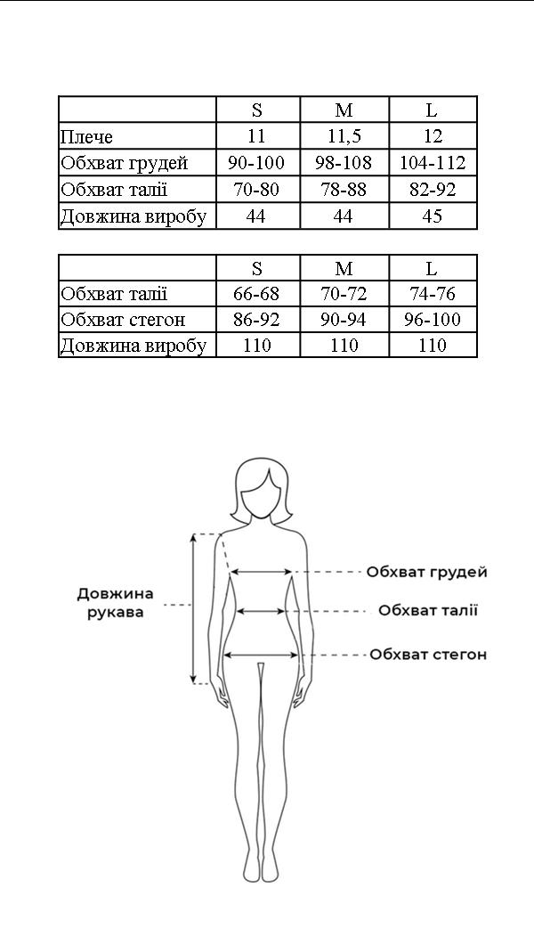 Таблиця розмірів Таблиця розмірів