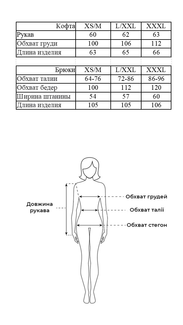 Таблица размеров