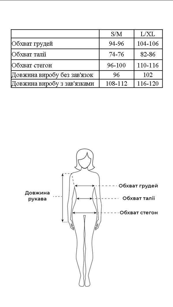 Таблиця розмірів Таблиця розмірів