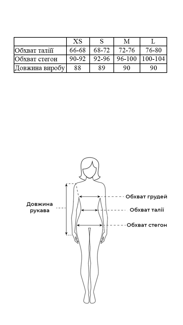 Таблиця розмірів Таблиця розмірів